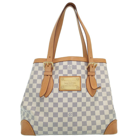 Louis Vuitton Azur Damier Bag Hampstead Tote White MM - Picture 1 of 8